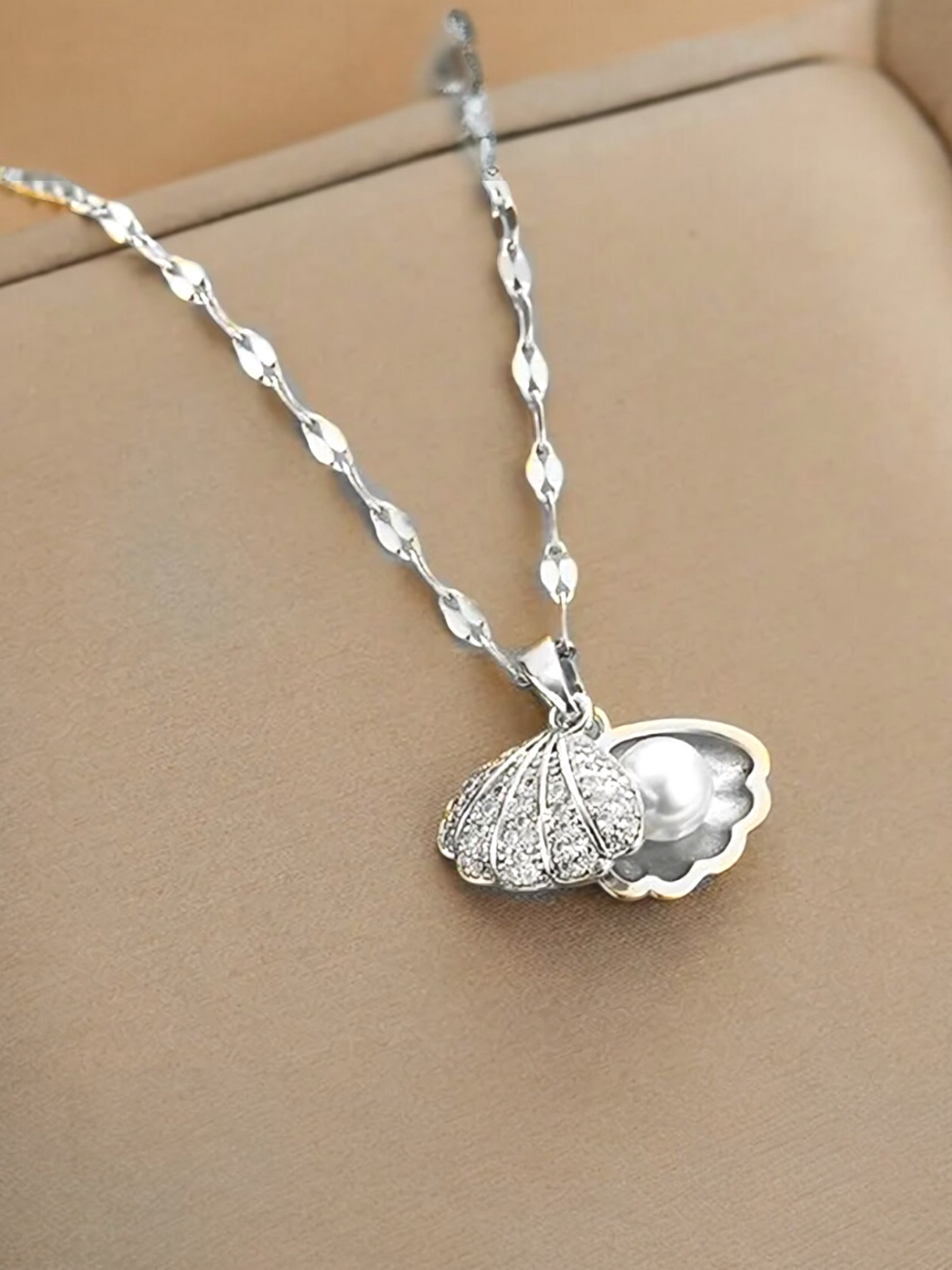 Moli Shell Pearled Silver Anti tarnished Necklace