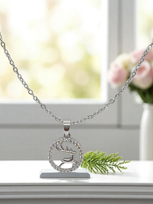 Deer In The Forest Silver Anti Tarnished Necklace