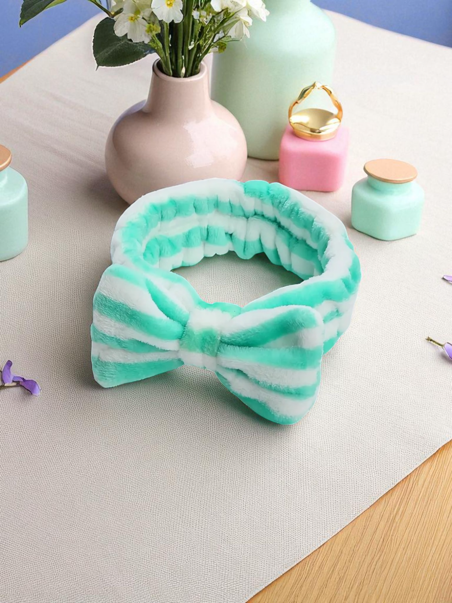 Light Green Soft Bow Fur Hair Band