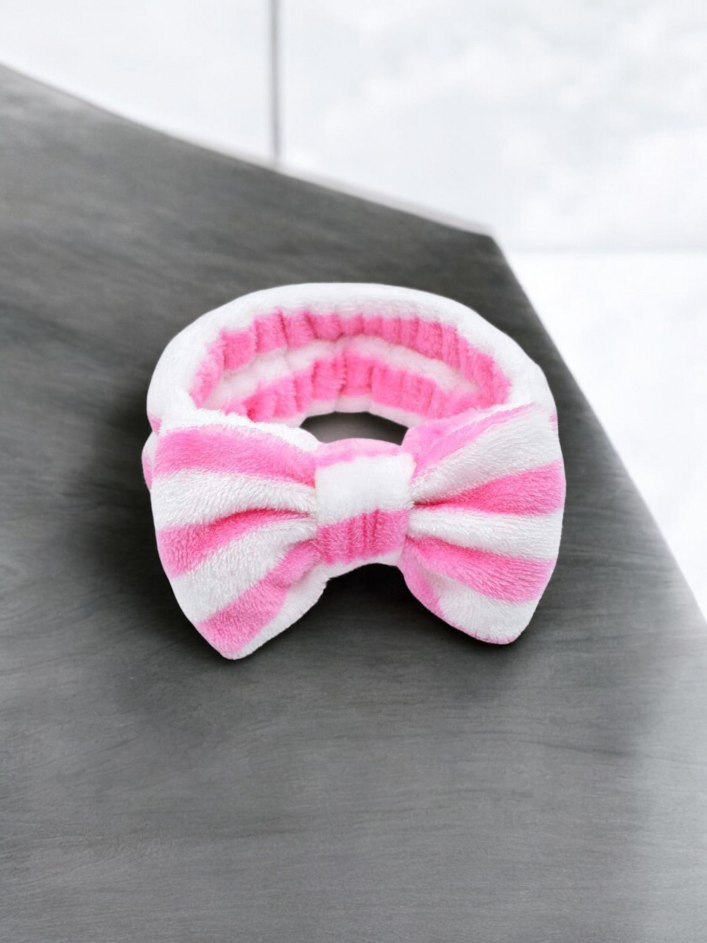 Pink Soft Bow Fur Hair Band