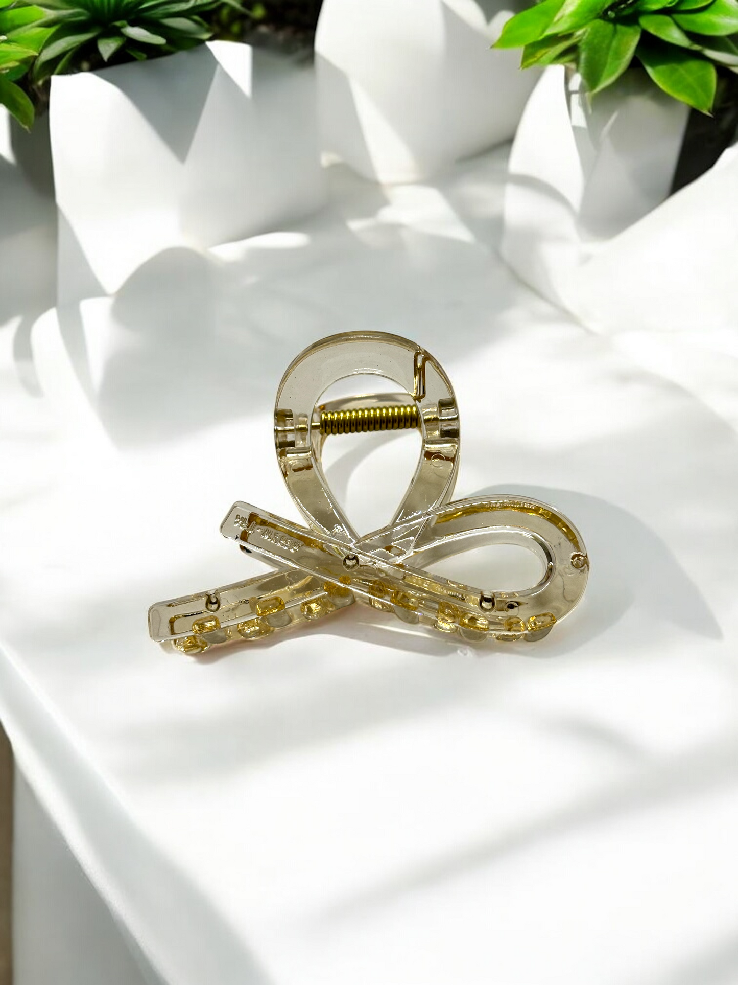 Honey Colour Elephant Bow Korean Hair Claw Clips