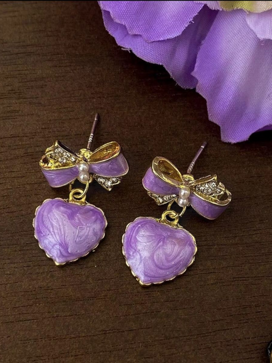 Lilac Lullabies - Love & Bow Cute Korean Earrings