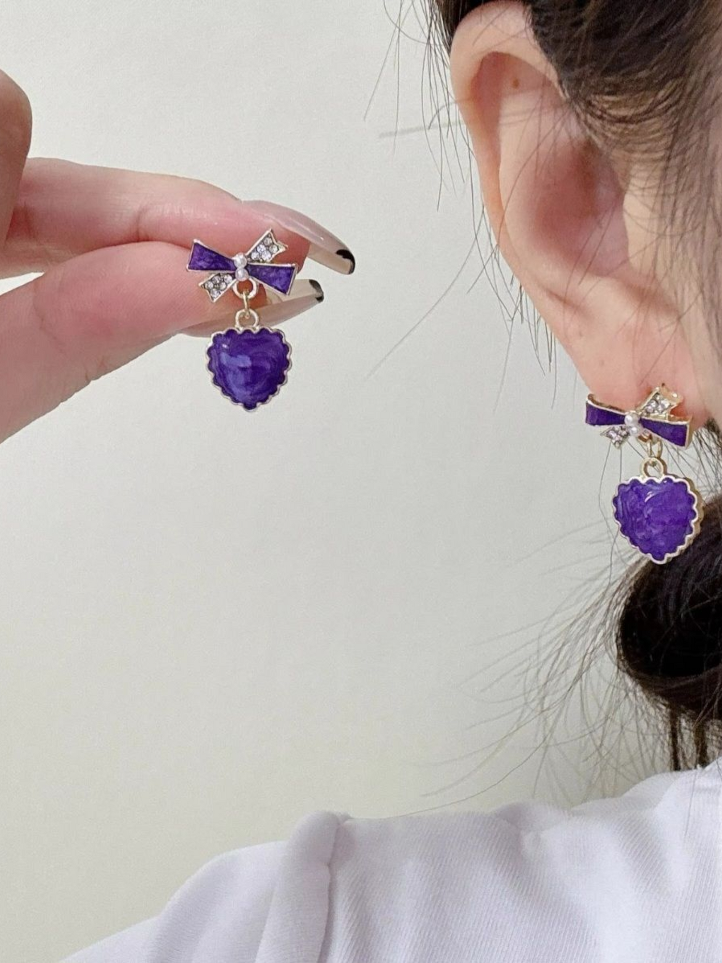 Lilac Lullabies - Love & Bow Cute Korean Earrings