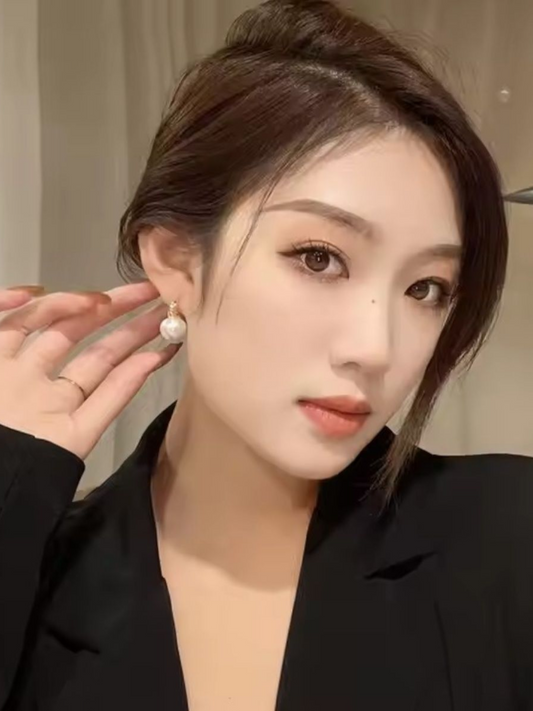 Pearl Hoops Korean Earrings