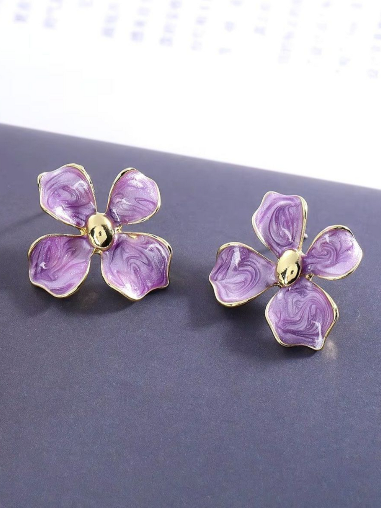 The Four Petals Lavender Korean Earrings