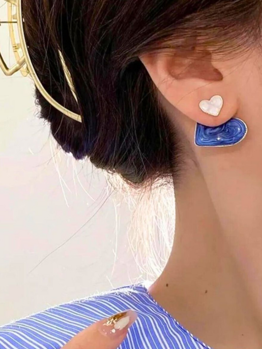 Two Hearts Two Ways Korean Statement Studs