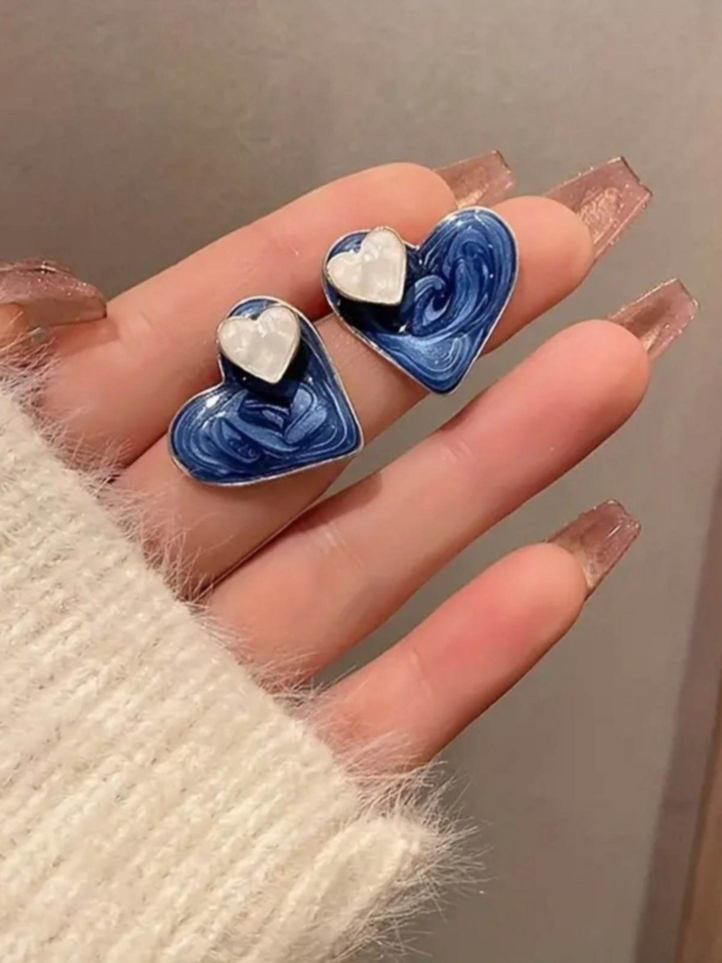 Two Hearts Two Ways Korean Statement Studs