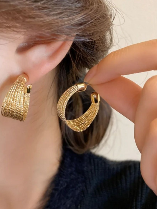 Classic Gold Hoop Korean Earrings