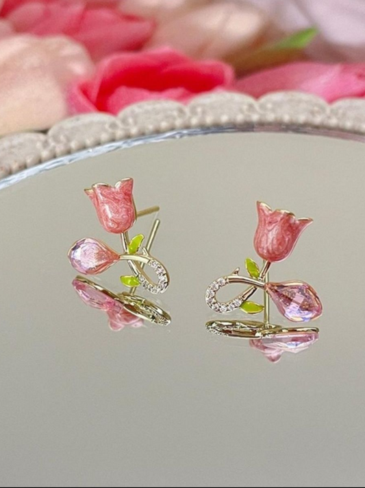 Roses And Buds Minimalistic Korean Earrings