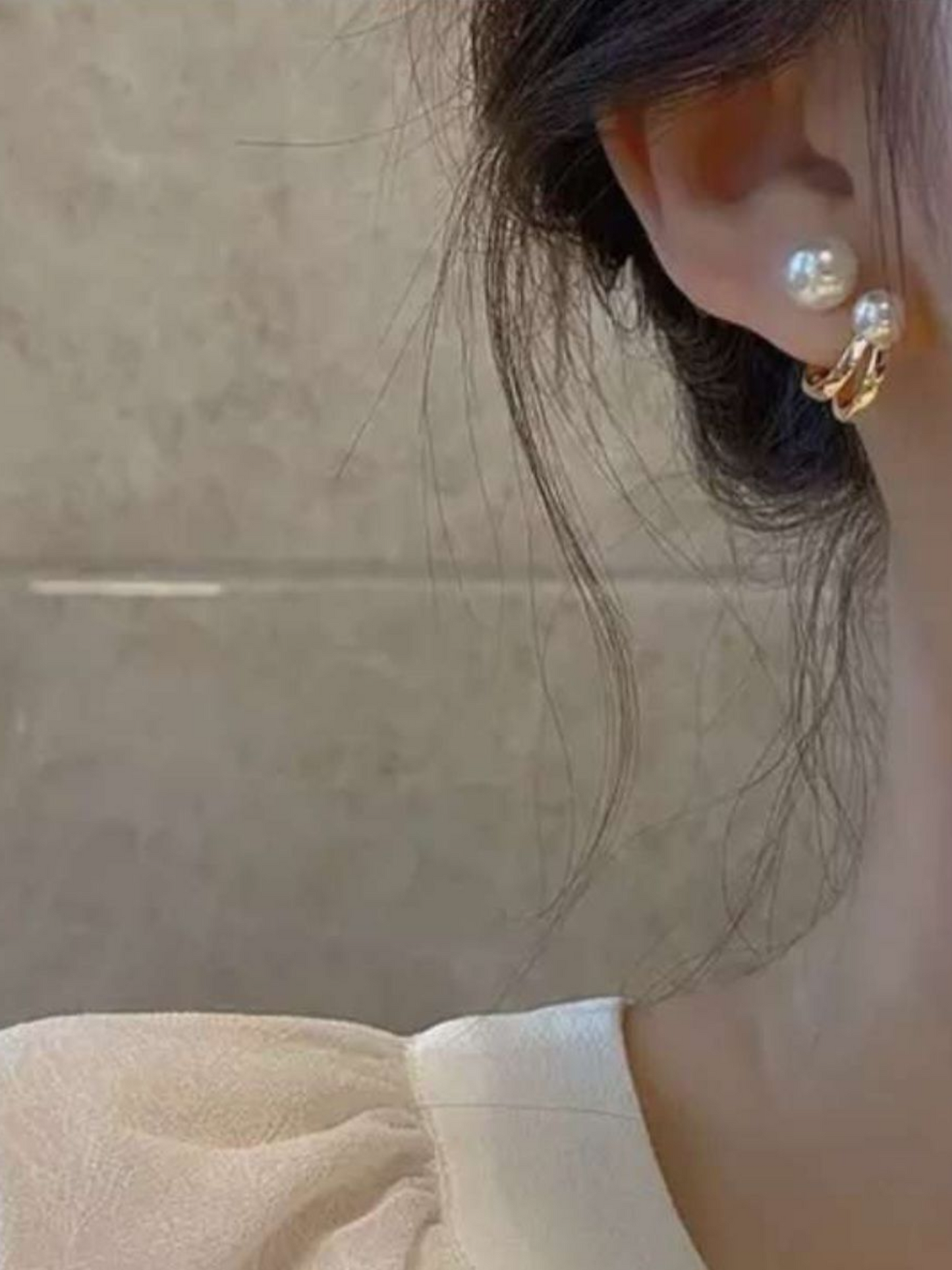 Double Pearl Korean Studs