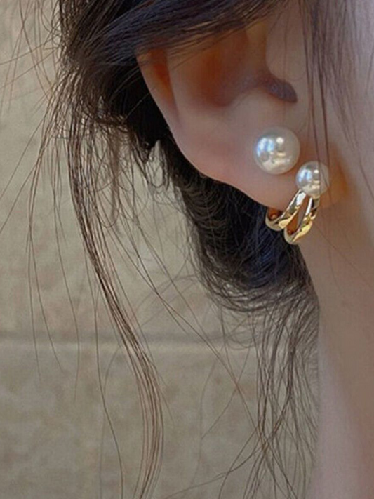 Double Pearl Korean Studs