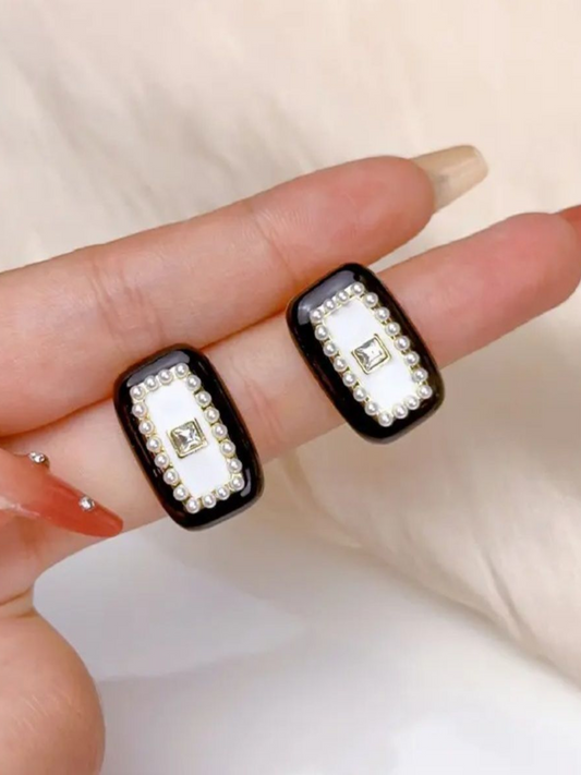 French Vintage Zircon Studs Korean Earrings