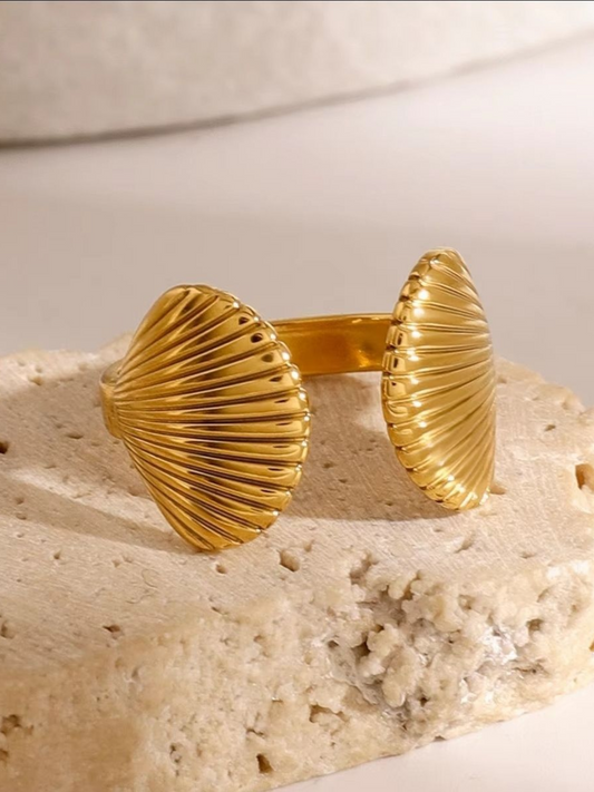 Golden Shell Anti Tarnished Gold Plated Adjustable Finger Ring