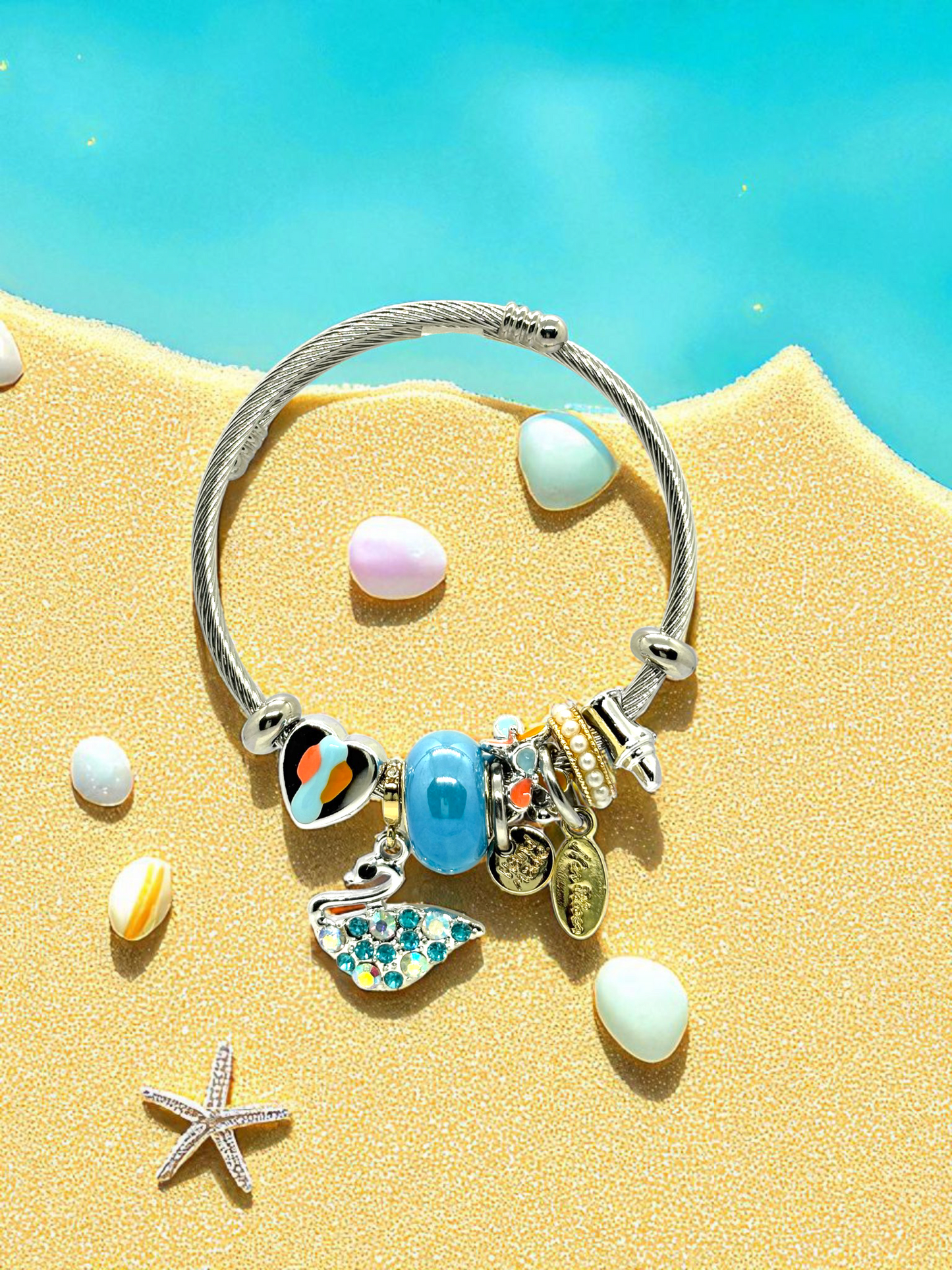 Anti Tarnished Silver Plated Shinning Duck Charm Bracelet