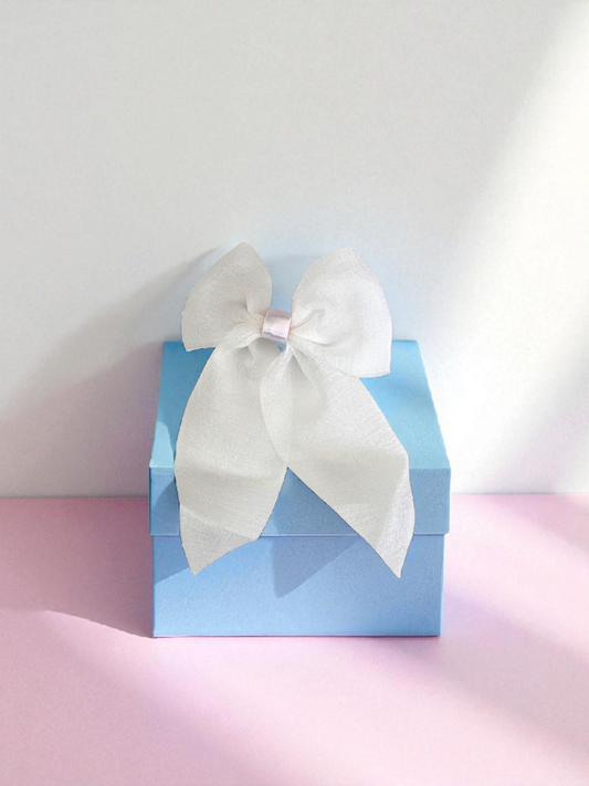 Dallae Bow Butterfly Hair Clip Made of White Sheer Chiffon Fabric