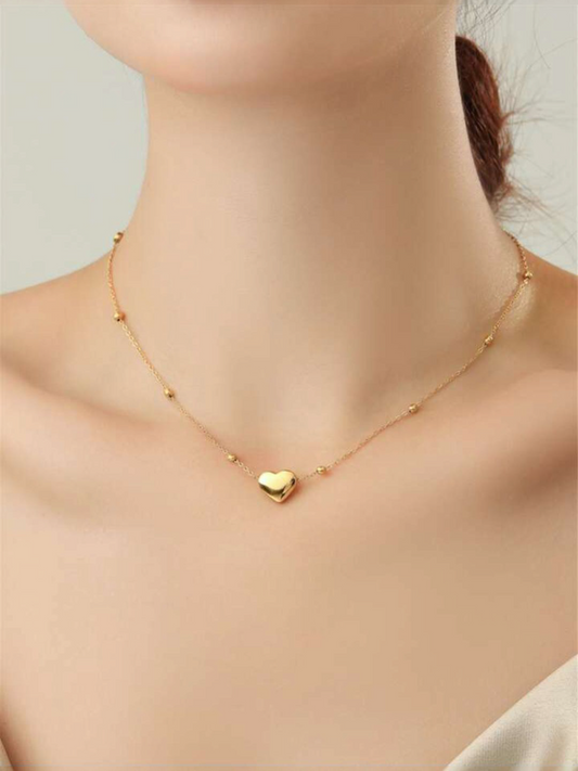 Solid Love Anti Tarnished Gold Plated Golden Heart Necklace