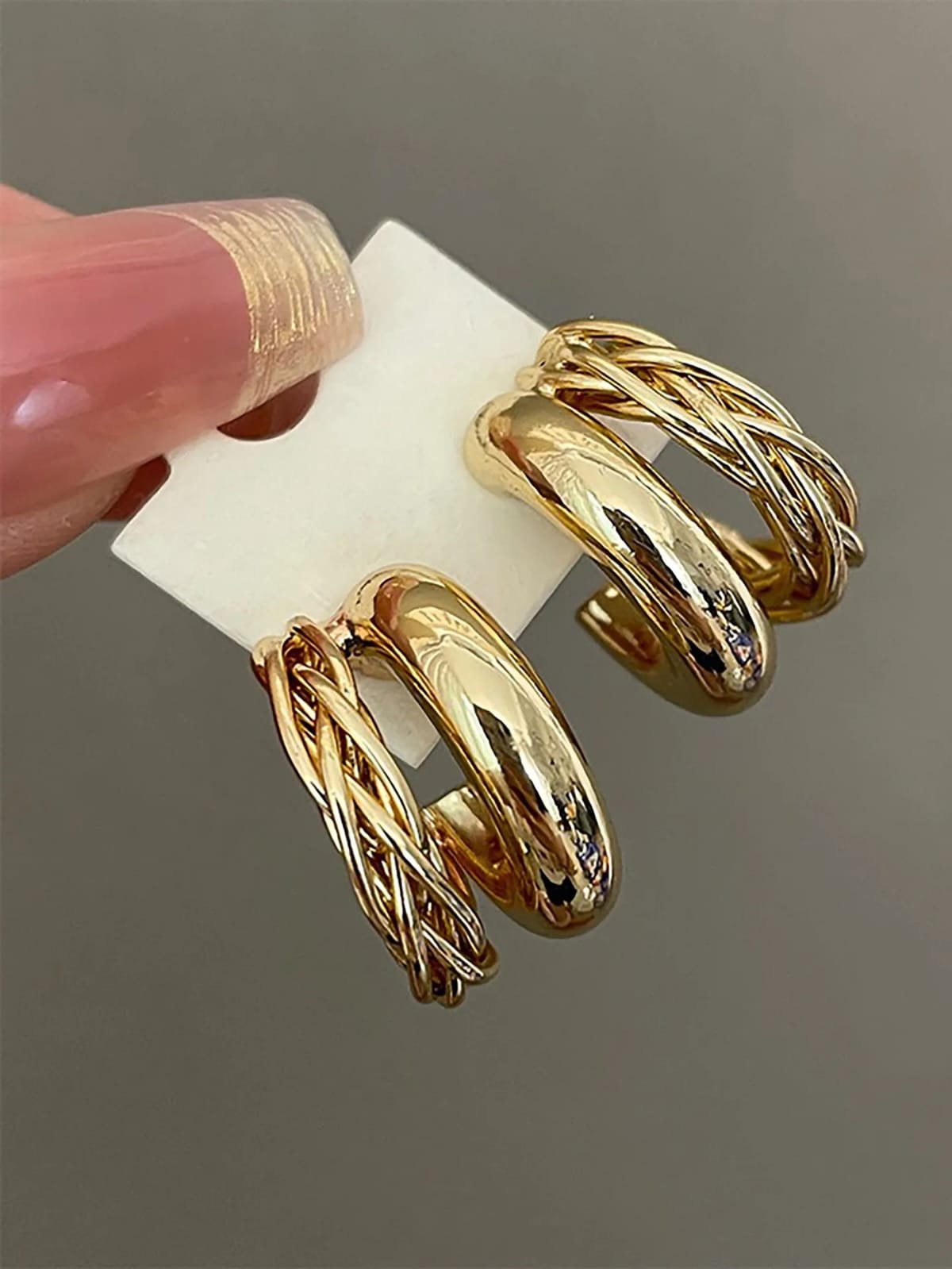 Double Hoop Golden Korean Earrings