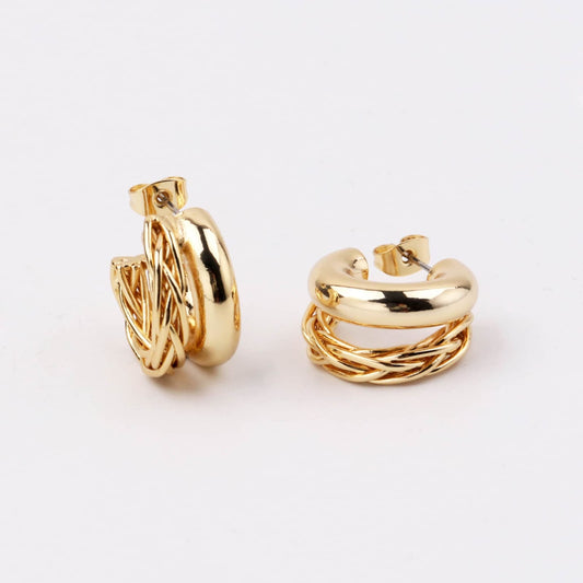 Double Hoop Golden Korean Earrings