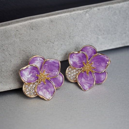 Absoloute Paradise Purple Flower Korean Earrings