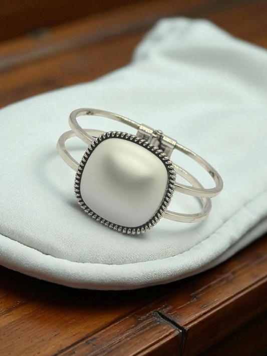Stylish & Unique Double Hoop Rhodium Plated Bracelet