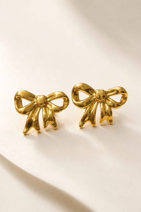The Tied-Up Gold Drop Anti Tarnish Studs