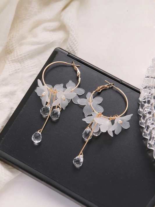 Blossoms Of the Snow Korean Tassel Earrings