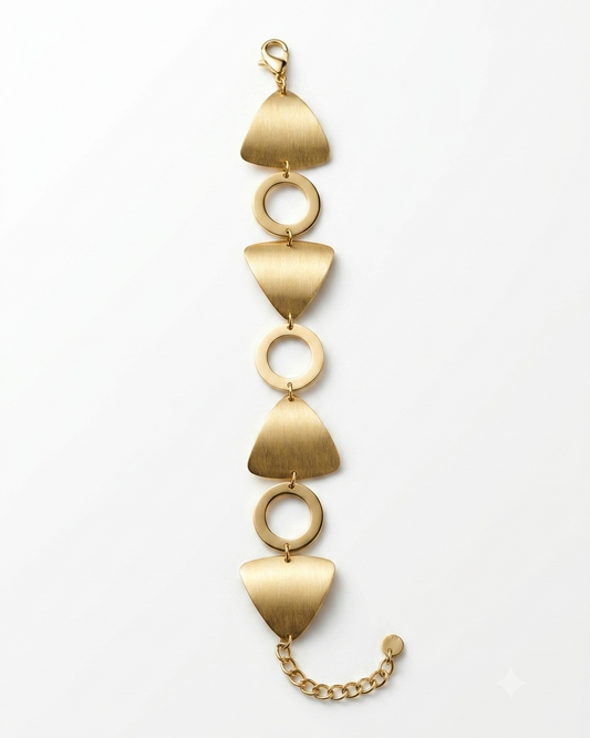 The Linea - Matt Finish 18K Gold Plated Delta & Disc Link Anti Tarnish Bracelet