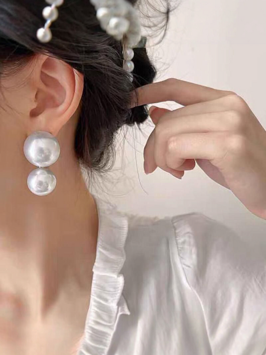 Diviner's Orbs - Dual Pearl Korean Eardrops
