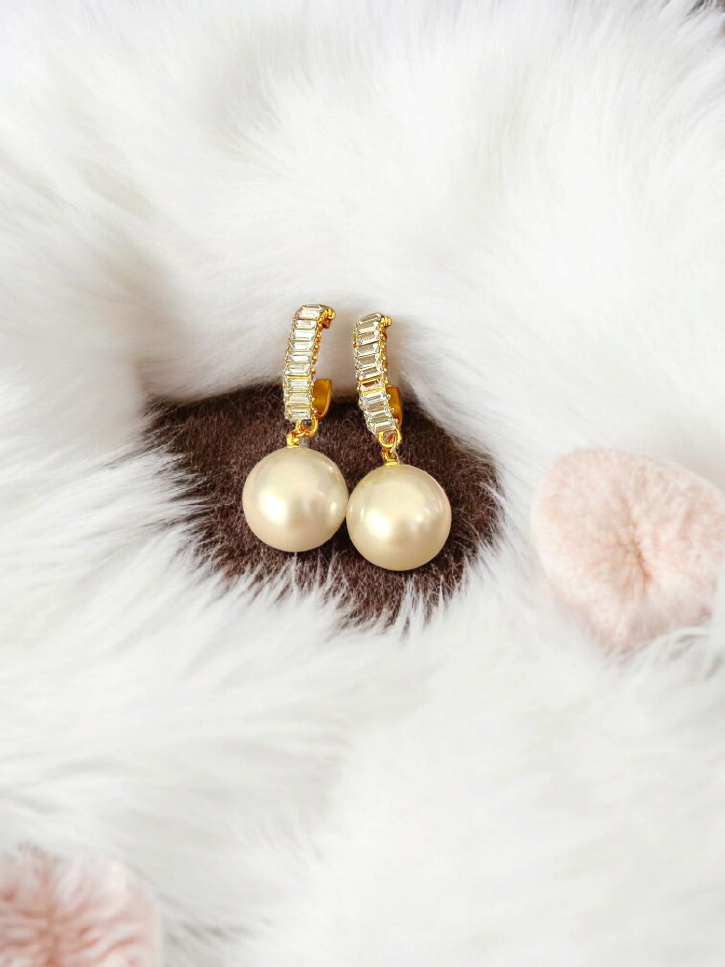 Baguette Haute - Cubic Zerconia & Pearl Plated Korean Earrings
