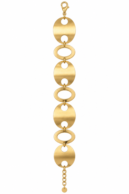 The Linea - Matt Finish 18K Gold Plated Lunar Link Anti Tarnish Bracelet