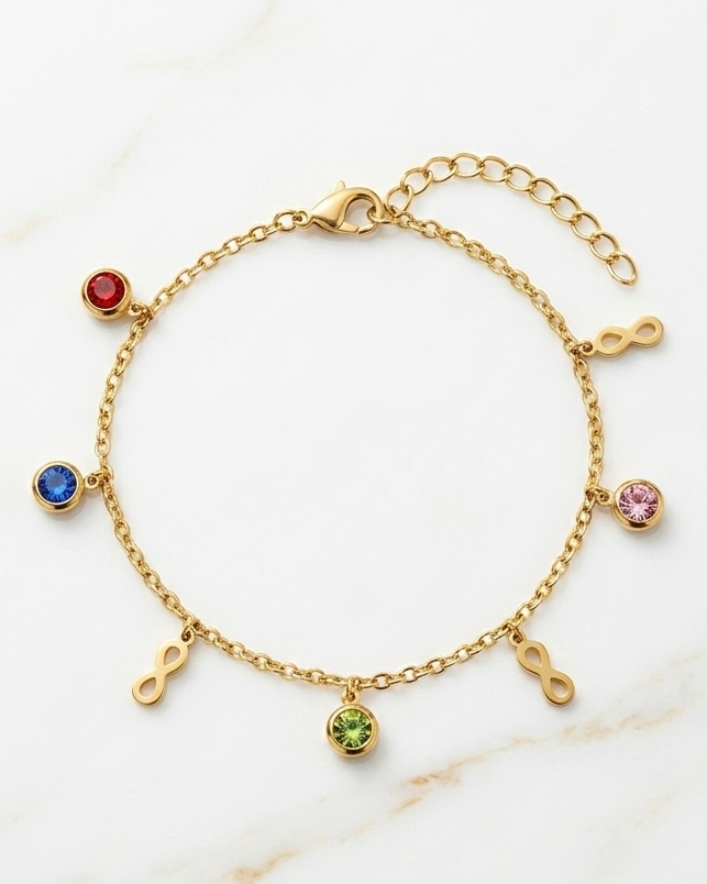 The Eternal Touch Infinity Charm & Crystal - Anti tarnish Stainless Steel Chain Bracelet