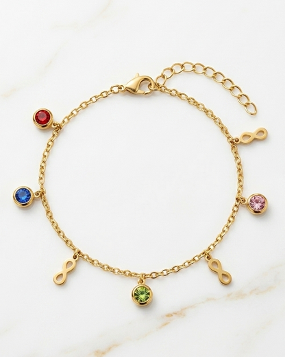 The Eternal Touch Infinity Charm & Crystal - Anti tarnish Stainless Steel Chain Bracelet