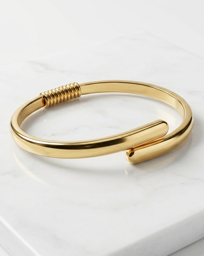 Verve Minimalist Wrap Cuff - 18K Gold Plated Anti tarnish Stainless Steel Kada Bracelet