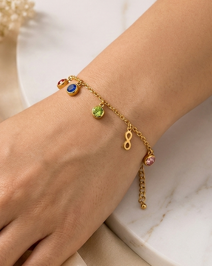 The Eternal Touch Infinity Charm & Crystal - Anti tarnish Stainless Steel Chain Bracelet