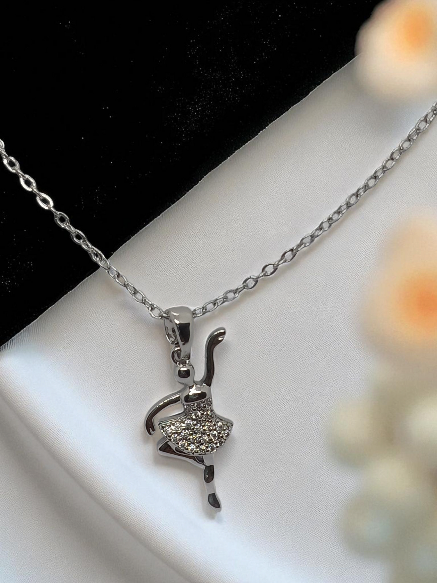 The Ballerina Ballet Girl Anti Tarnished Silver Necklace