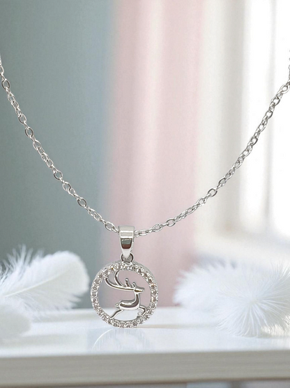 Deer In The Forest Silver Anti Tarnished Necklace