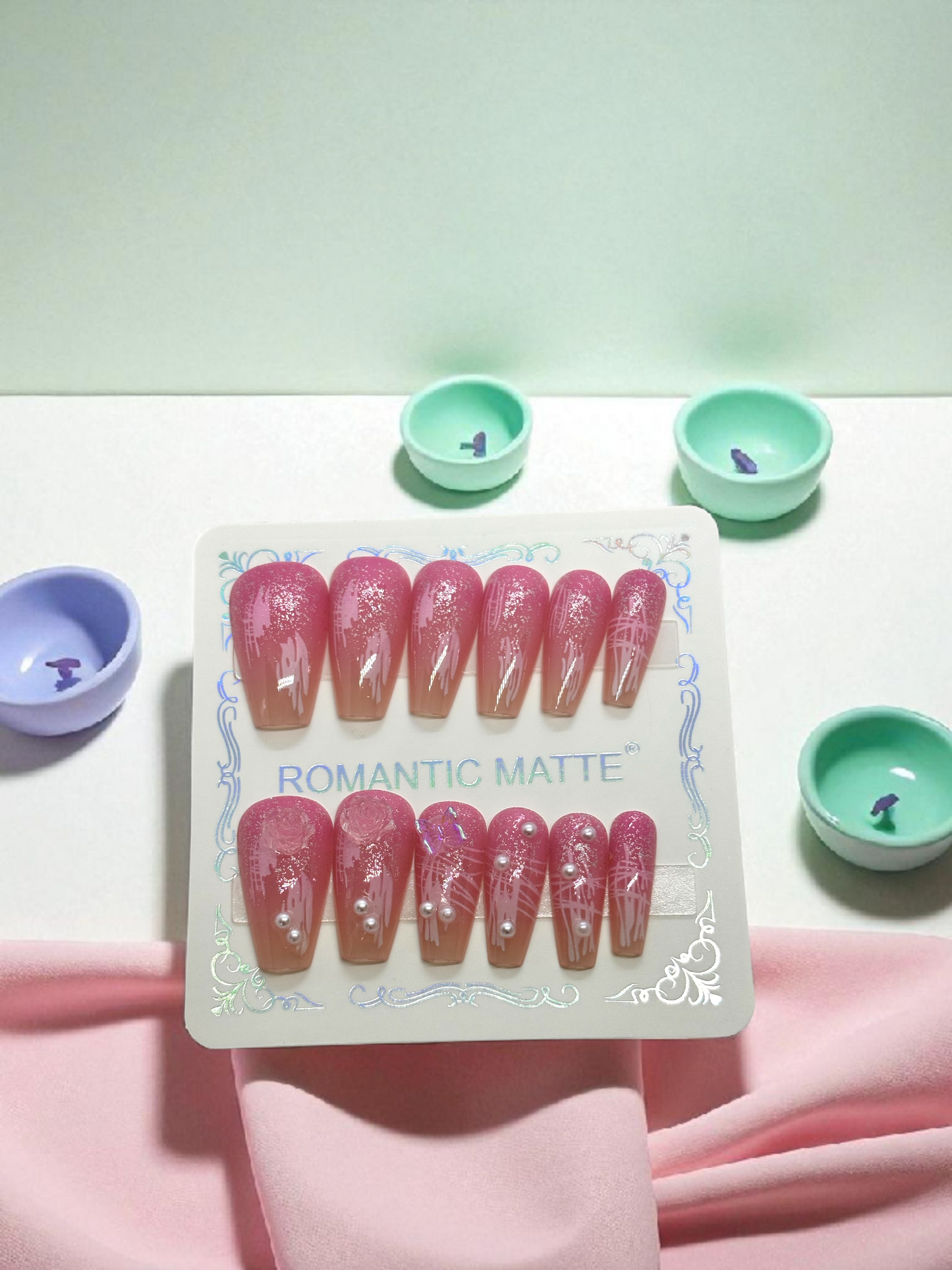 Pink Artificial Handmade Reusable Press on Nails Kit