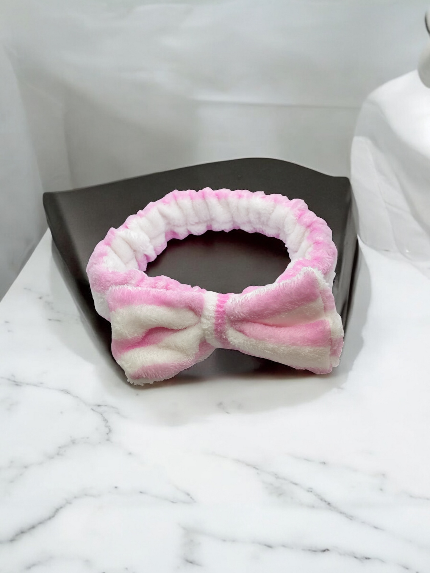 Baby Pink Soft Bow Fur Hair Band