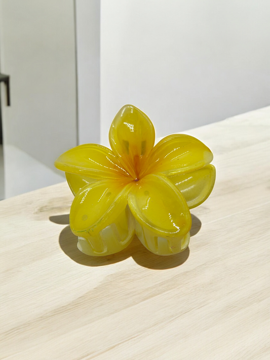 Yellow Trending Glossy Non-Slip Flower Claw Clip Big