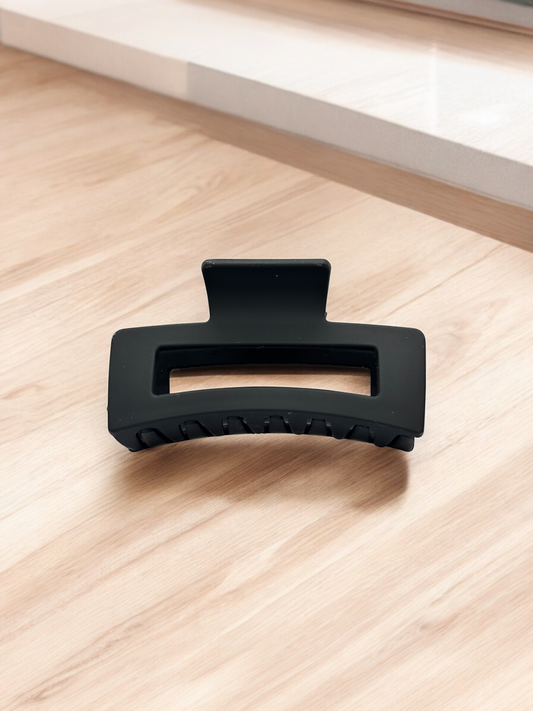 Matt Black Rectangle Hair Claw Clips Non slippable Big Size