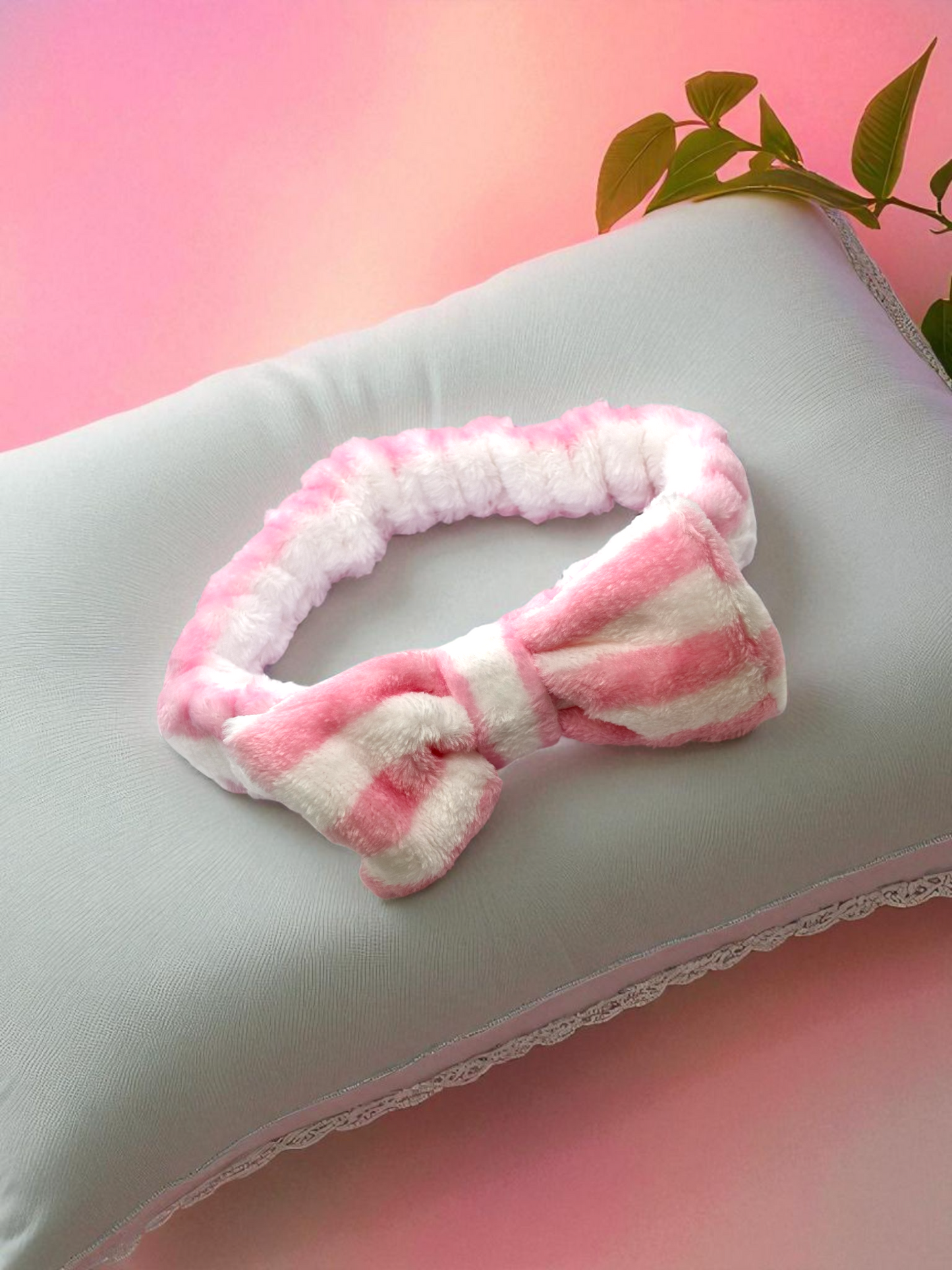 Light Pink Soft Bow Fur Hair Band