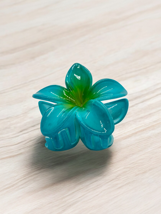 Mint Blue Glossy Non-Slip Flower Claw Clip Big