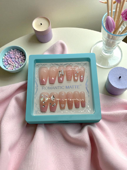 Peach Artificial Handmade Reusable Press on Nails Kit