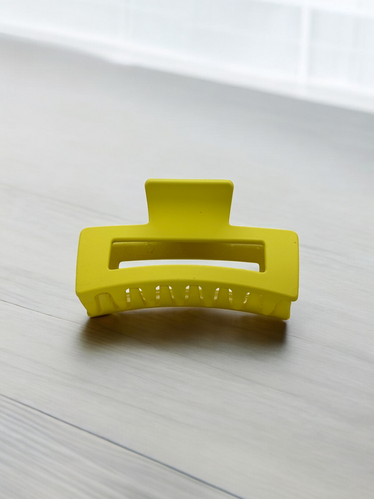 Matt Yellow Rectangle Hair Claw Clips Non slippable Big Size