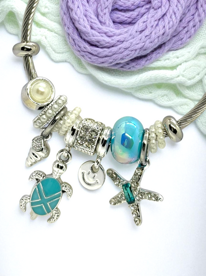 Anti Tarnished Silver Plated Star and Tortoise Charm Bracelet