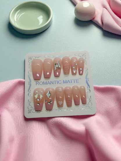 Peach Artificial Handmade Reusable Press on Nails Kit