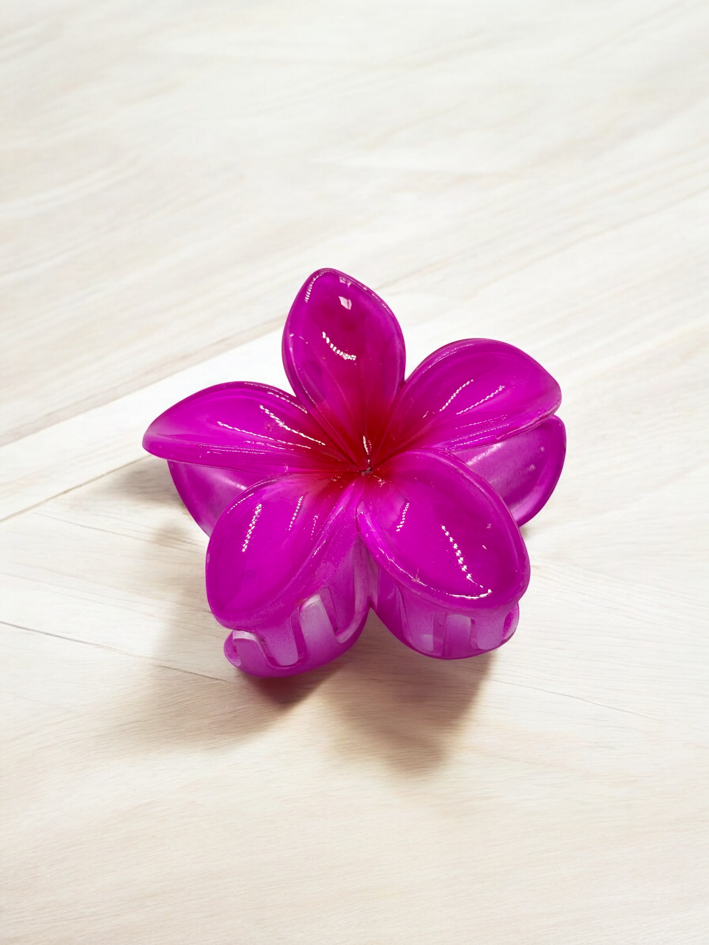 Rani Pink Glossy Non-Slip Flower Claw Clip Big