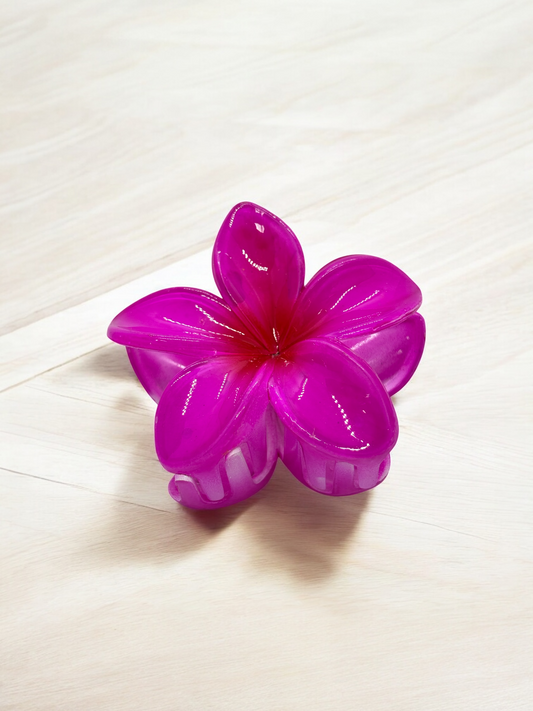Rani Pink Glossy Non-Slip Flower Claw Clip Big