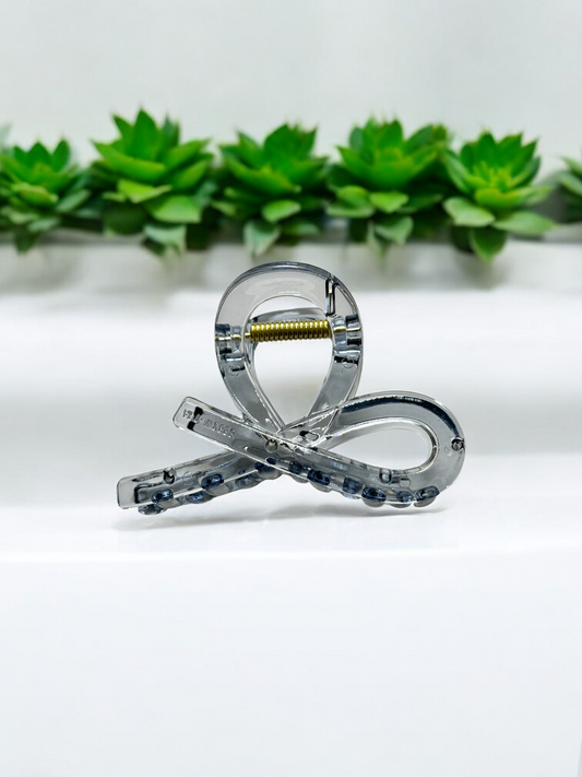 Transparent Grey Elephant Bow Korean Hair Claw Clips