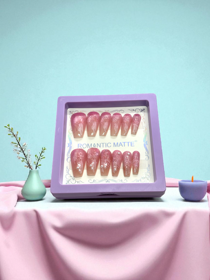 Pink Artificial Handmade Reusable Press on Nails Kit